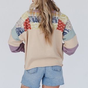 Easel Patchwork Color block Pullover Sweatshirt Shirt Medium